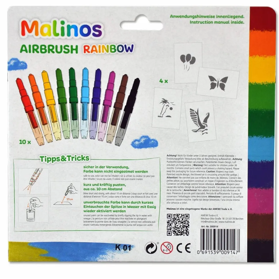 10 feutres aérographes Rainbow - Amewi