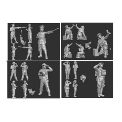 4 figurines : Commandement Britannique 2ème guerre mondiale - Zvezda