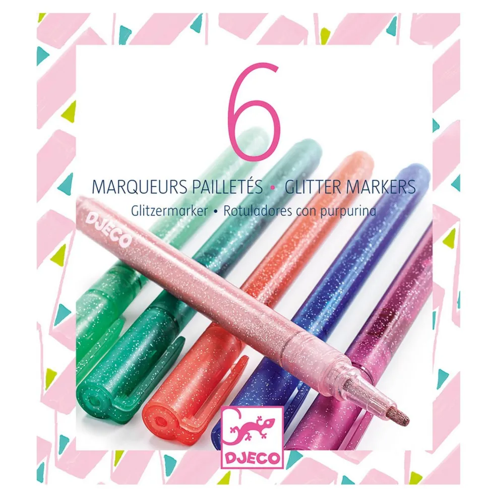 6 marqueurs pailletés : Sweet - Djeco