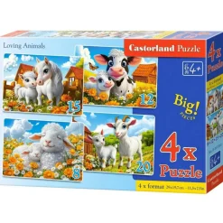 4 puzzles : Aimer les animaux - Castorland
