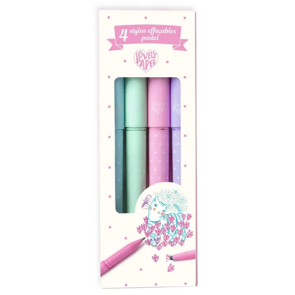 4 Stylos effaçables - Pastel - Djeco