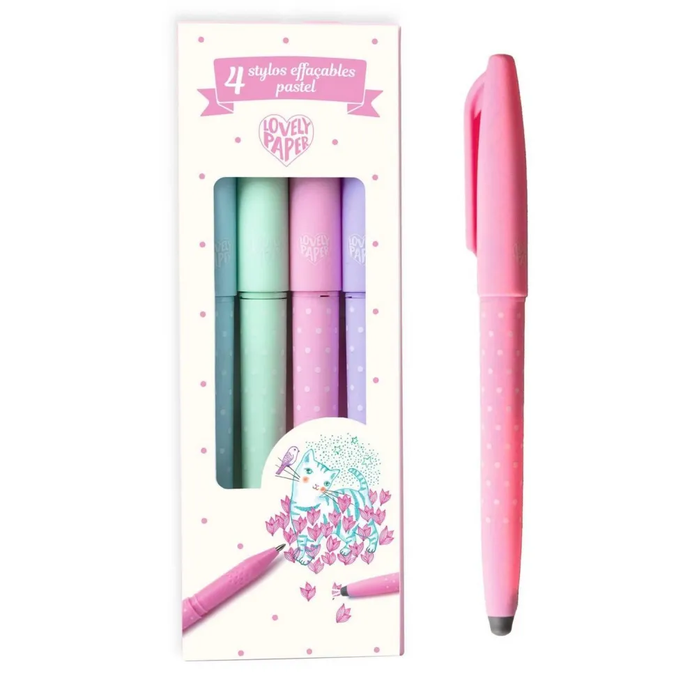 4 Stylos effaçables - Pastel - Djeco