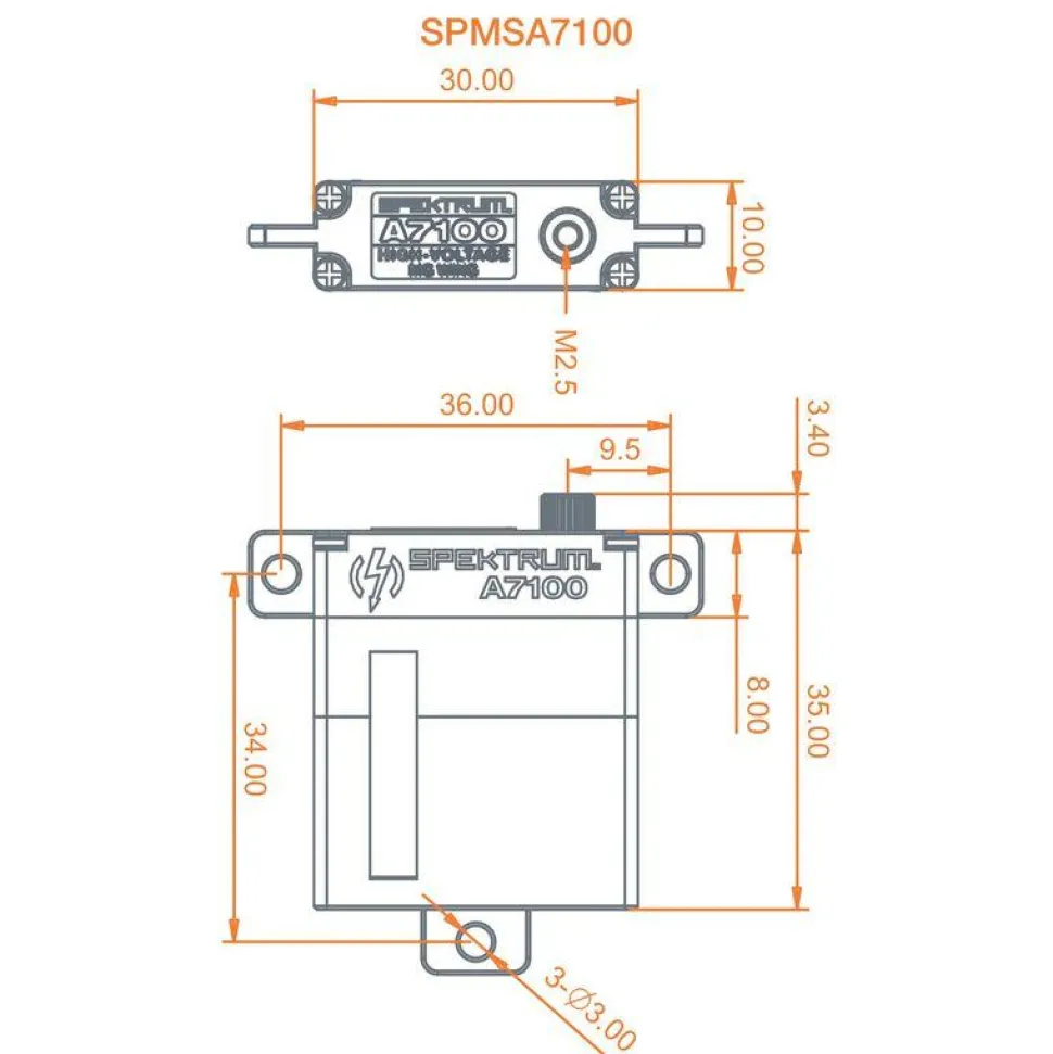 A7100 MT-MS MG HV Wing Servo - Spektrum - Spektrum