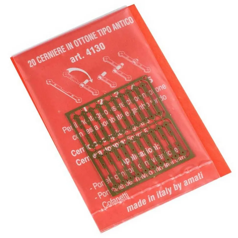 Accessoire maquette bateau en bois : Charnières sabord en photodécoupe avec piton - Amati