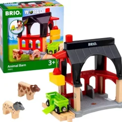 Accessoire pour circuit de train en bois : grange des animaux - Brio