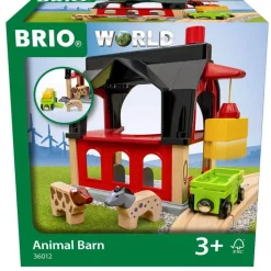 Accessoire pour circuit de train en bois : grange des animaux - Brio