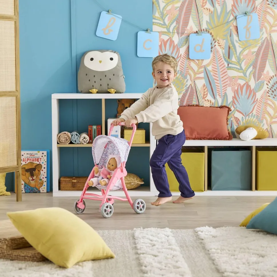 Accessoire pour mon premier poupon 30 cm : Poussette florale - Corolle