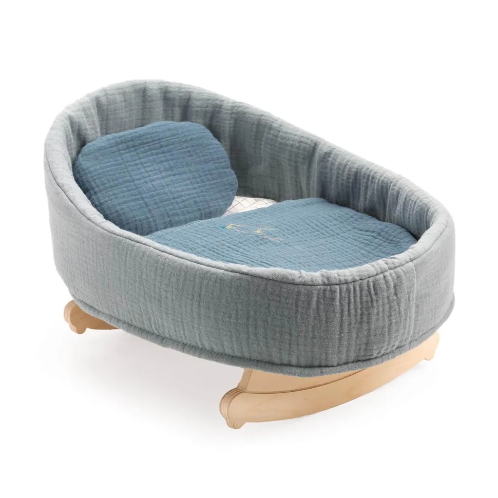 Accessoire pour poupée : Berceau à bascule Blue Dream - Djeco