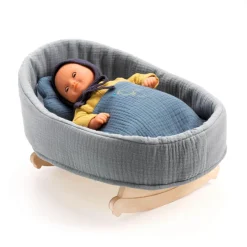 Accessoire pour poupée : Berceau à bascule Blue Dream - Djeco