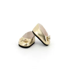 Accessoire pour poupée 28 cm : Mocassins dorés à noeud - Petitcollin