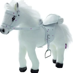 Accessoires de poupées : Götz Boutique : Peluche cheval avec bruitages, selle et harnais : Blanc - Gotz