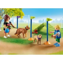 Aire de jeux pour chiens, enfants et éducatrice - Playmobil
