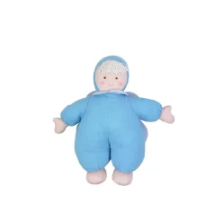 Ange Doudou avec Hochet 20 cm - Coton Bio Bleu Ciel - Trousselier