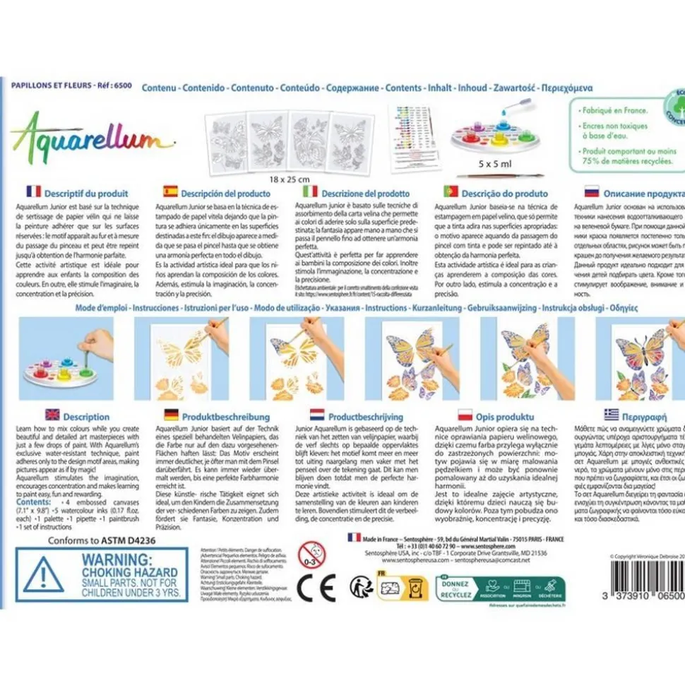 Aquarellum junion : Papillons et fleurs - Sentosphère