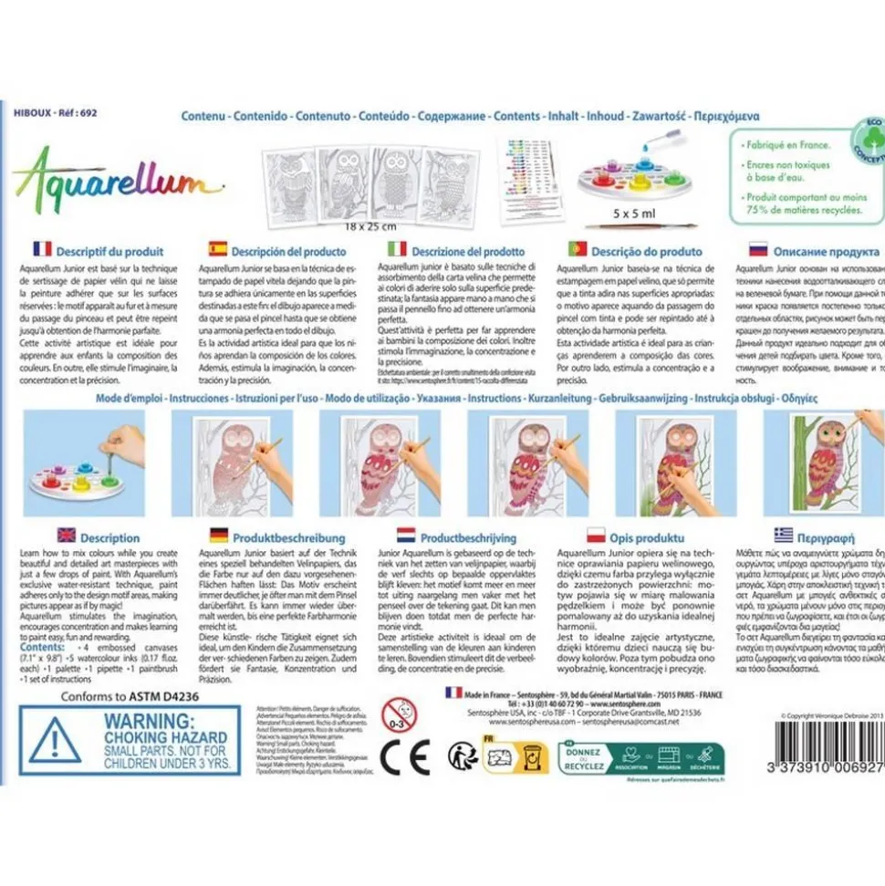 Aquarellum Junior : Hiboux - Sentosphère