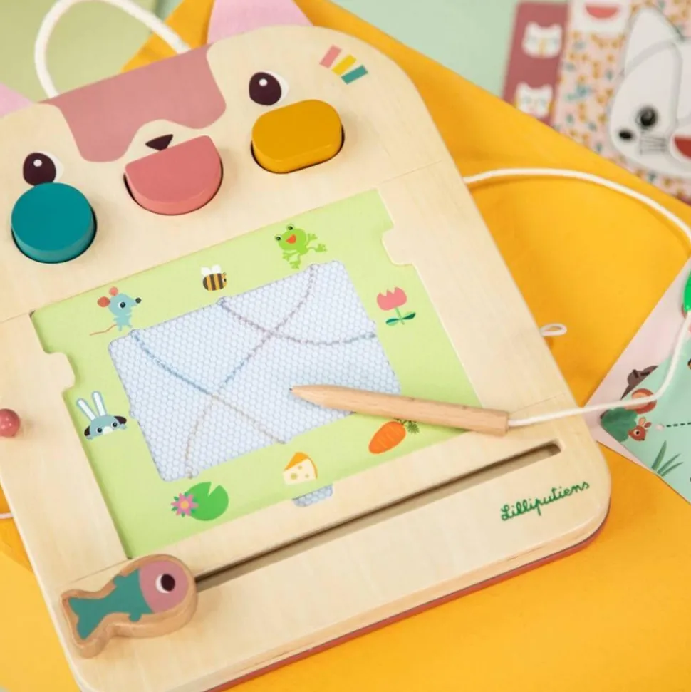 ARDOISE MAGIQUE EN BOIS JEANNE LE CHAT - Lilliputiens