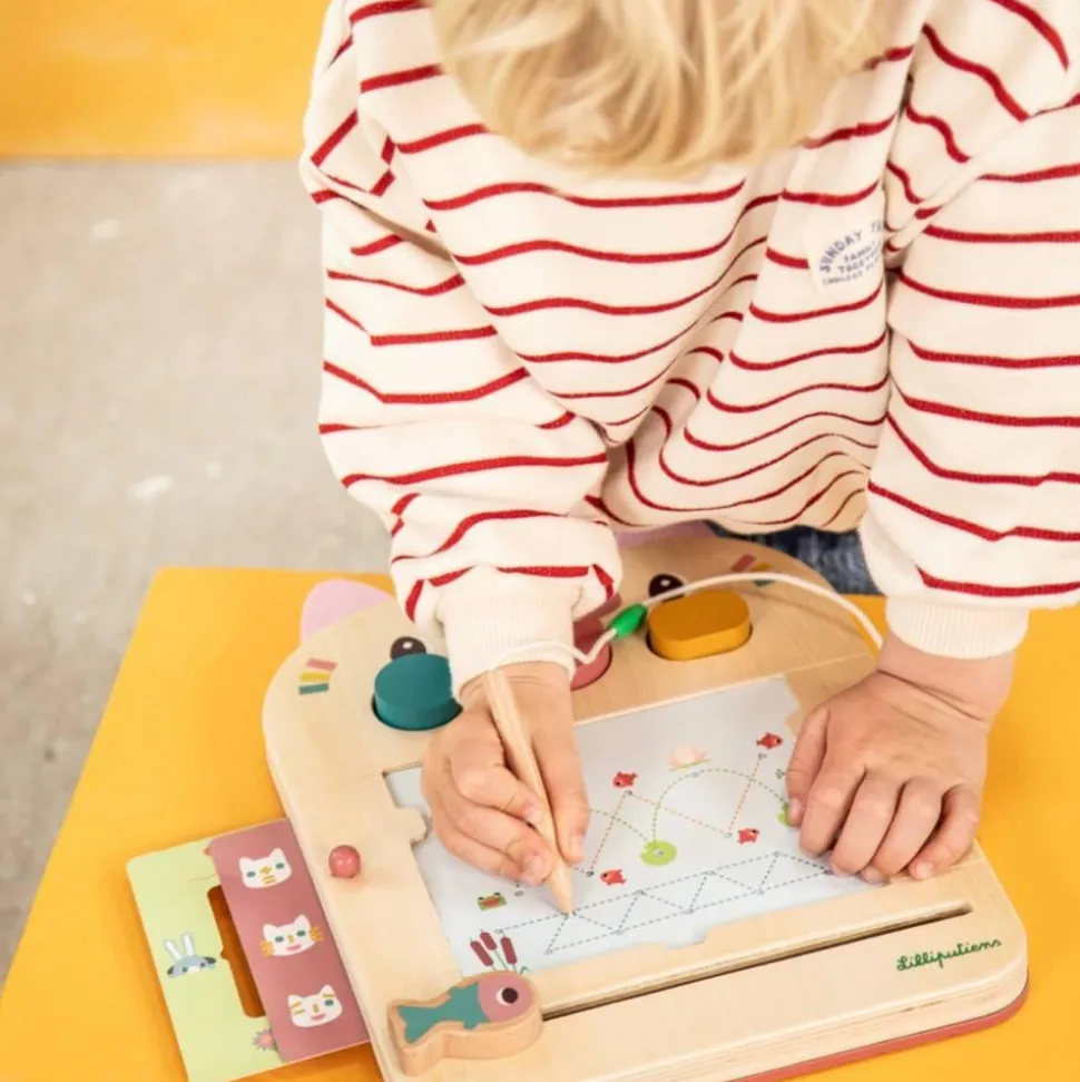 ARDOISE MAGIQUE EN BOIS JEANNE LE CHAT - Lilliputiens