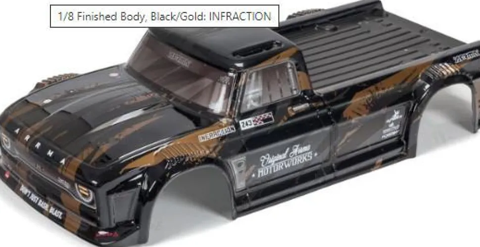 Arrma INFRACTION 4X4 3S BLX Finished Body Black/Gold - ARRma