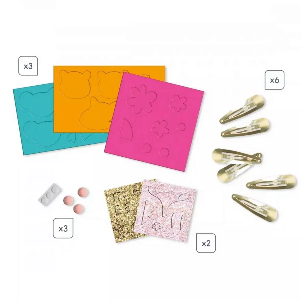 Atelier bijoux : 6 Barrettes Animaux Pailletés à Créer - Janod