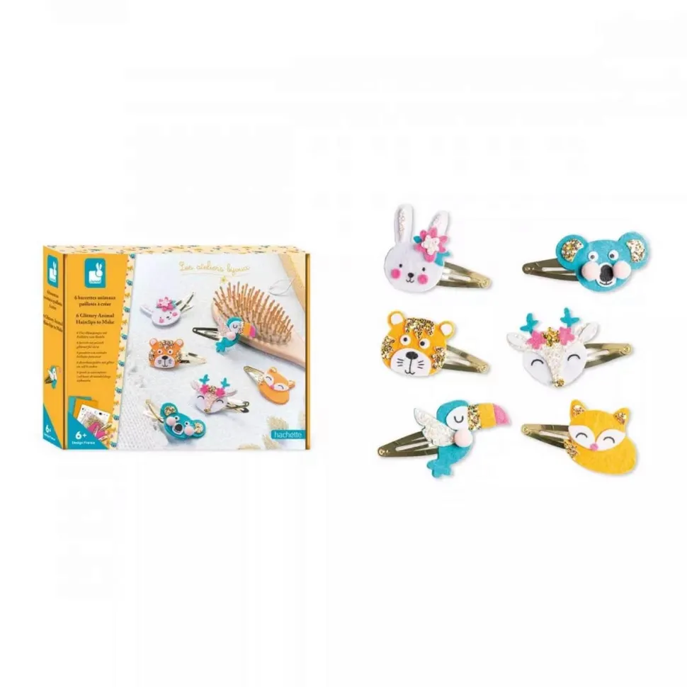Atelier bijoux : 6 Barrettes Animaux Pailletés à Créer - Janod