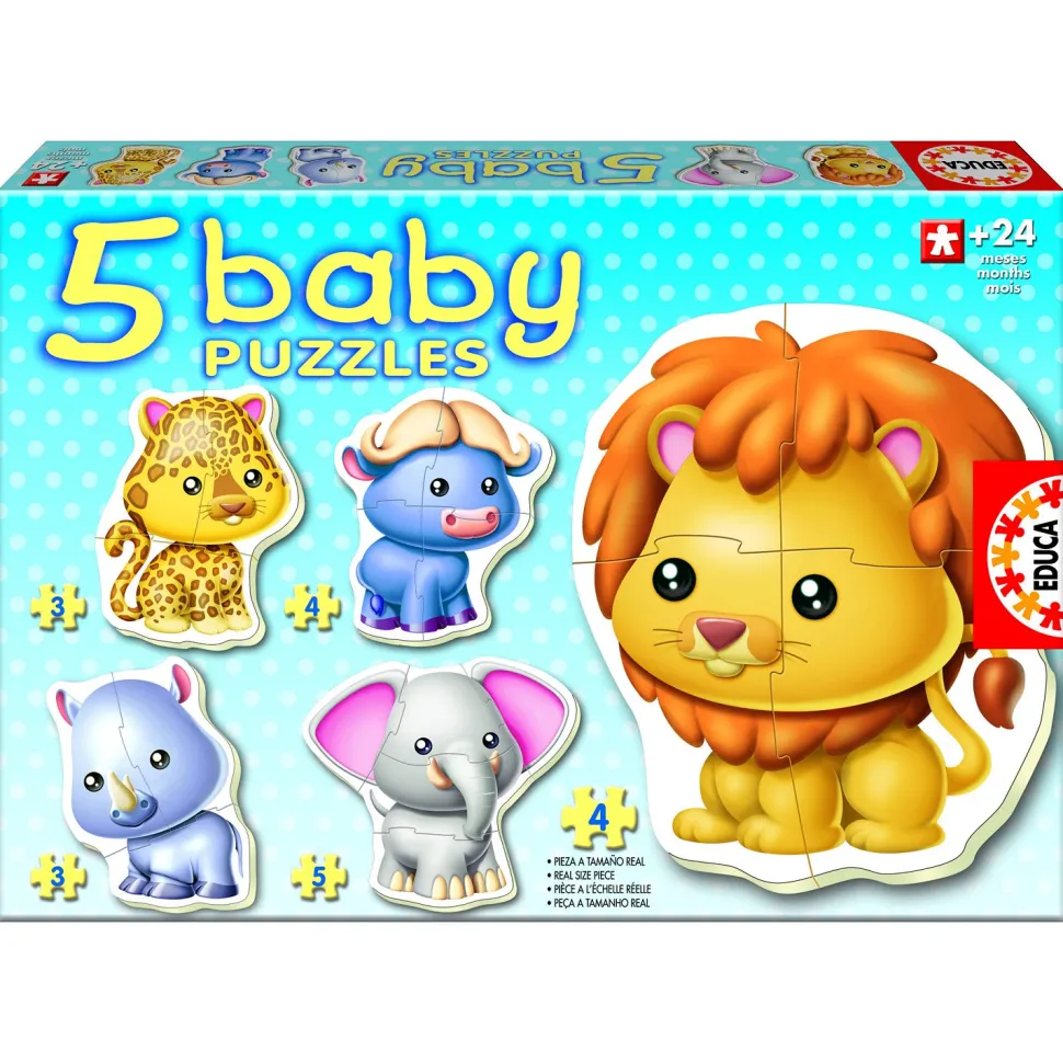 Baby puzzle - 5 puzzles - Les animaux sauvages - Educa