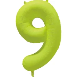 Ballon Neon Jaune : Chiffre 9 - RueDeLaFete