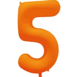 Ballon Neon Orange : Chiffre 5 - RueDeLaFete