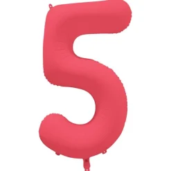 Ballon Neon Rouge : Chiffre 5 - RueDeLaFete