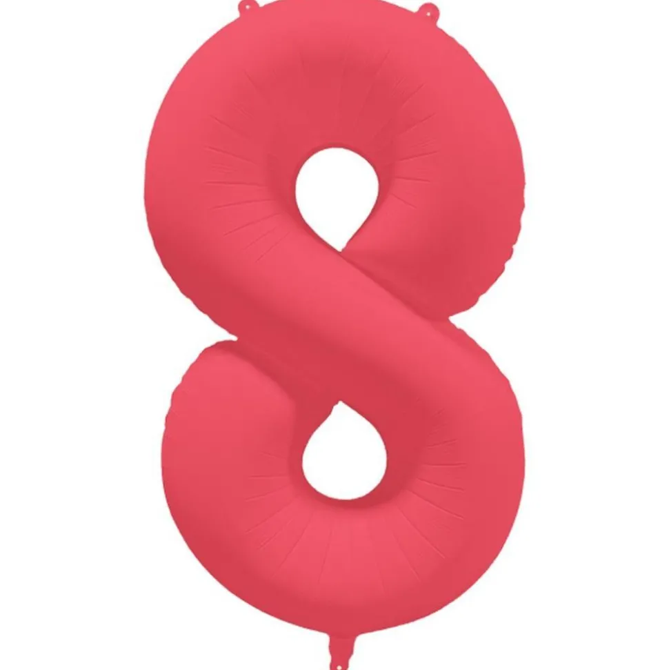 Ballon Neon Rouge : Chiffre 8 - RueDeLaFete