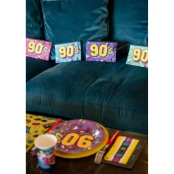 Banderole 90's multicolore 5m années 90 - RueDeLaFete