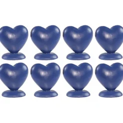 Boite de 8 Porte-cartes Coeur en résine 5cm, Bleu Roy - RueDeLaFete