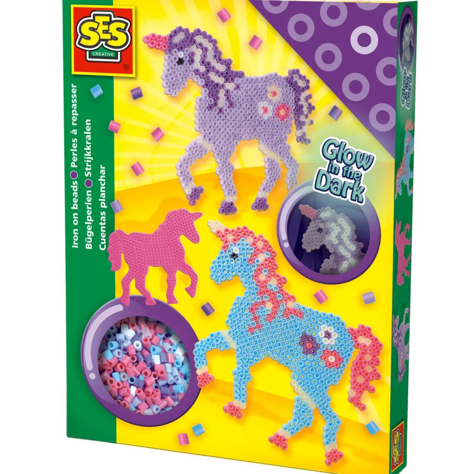 Boite de perles Technique à repasser : Licornes Glow in the dark - SES Creative