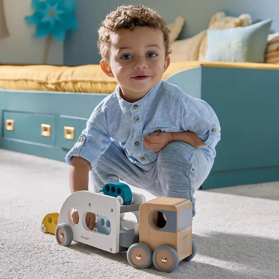 Bolid - Camion Porte-Autos Avec 3 Vehicules - Janod