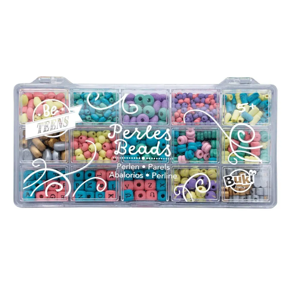 Boîte de perles en bois - couleurs - Buki France
