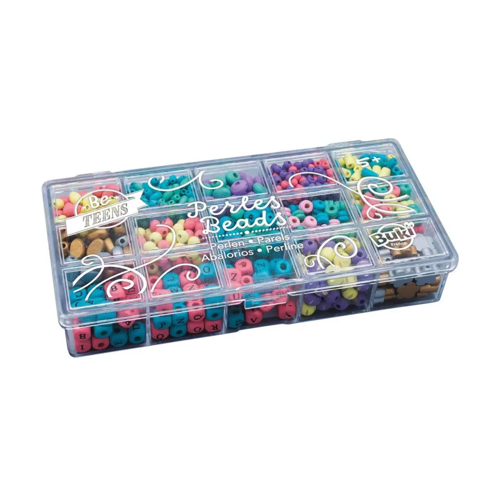 Boîte de perles en bois - couleurs - Buki France