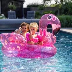 Bouée De Bain - Neon Léopard Flamant Rose - 150 Cm - Swim Essentials