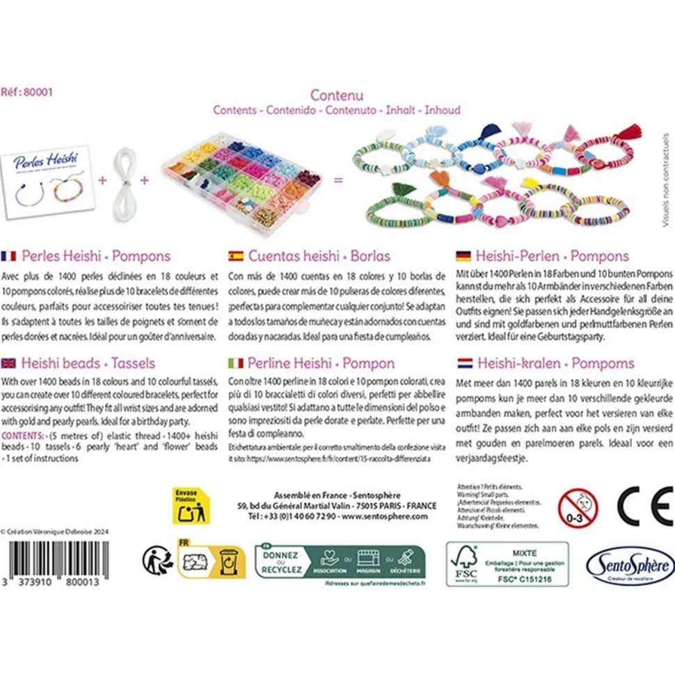 Bracelets de perles Heishi - Pompons - Sentosphère