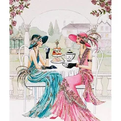Broderie diamant : Femmes autour du Thé - sans chassis en bois - Figured'Art
