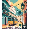 Broderie diamant : Affiche Poster Lisbonne - sans chassis en bois - Figured'Art