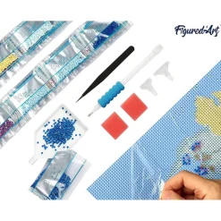 Broderie diamant : Aigle et Paysage de Suisse - toile tendue sur chassis - Figured'Art