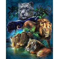 Broderie diamant : Animaux de la Jungle - toile tendue sur chassis - Figured'Art