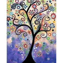 Broderie diamant : Arbre Vitrail - sans chassis en bois - Figured'Art