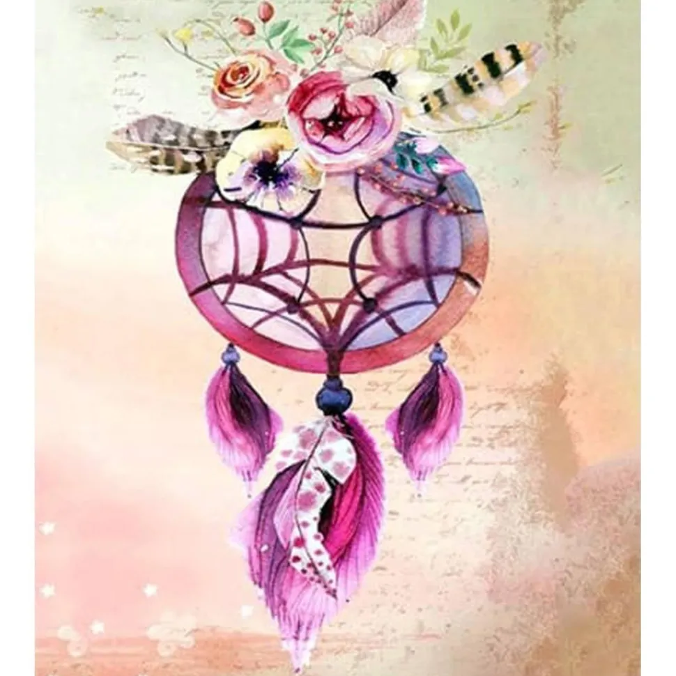 Broderie diamant : Attrapeur de rêves - sans chassis en bois - Figured'Art