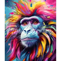 Broderie diamant : Babouin Coloré Abstrait - sans chassis en bois - Figured'Art