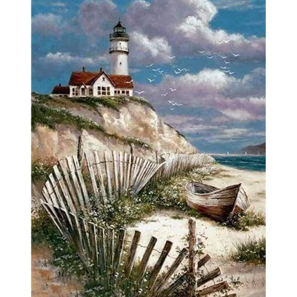 Broderie diamant : Bord de Mer - toile tendue sur chassis - Figured'Art