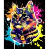 Broderie diamant : Chat Splash Pop Art - sans chassis en bois - Figured'Art