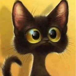 Broderie diamant : Chat étonné - toile tendue sur chassis - Figured'Art