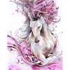 Broderie diamant : Cheval et Crinière rose - sans chassis en bois - Figured'Art