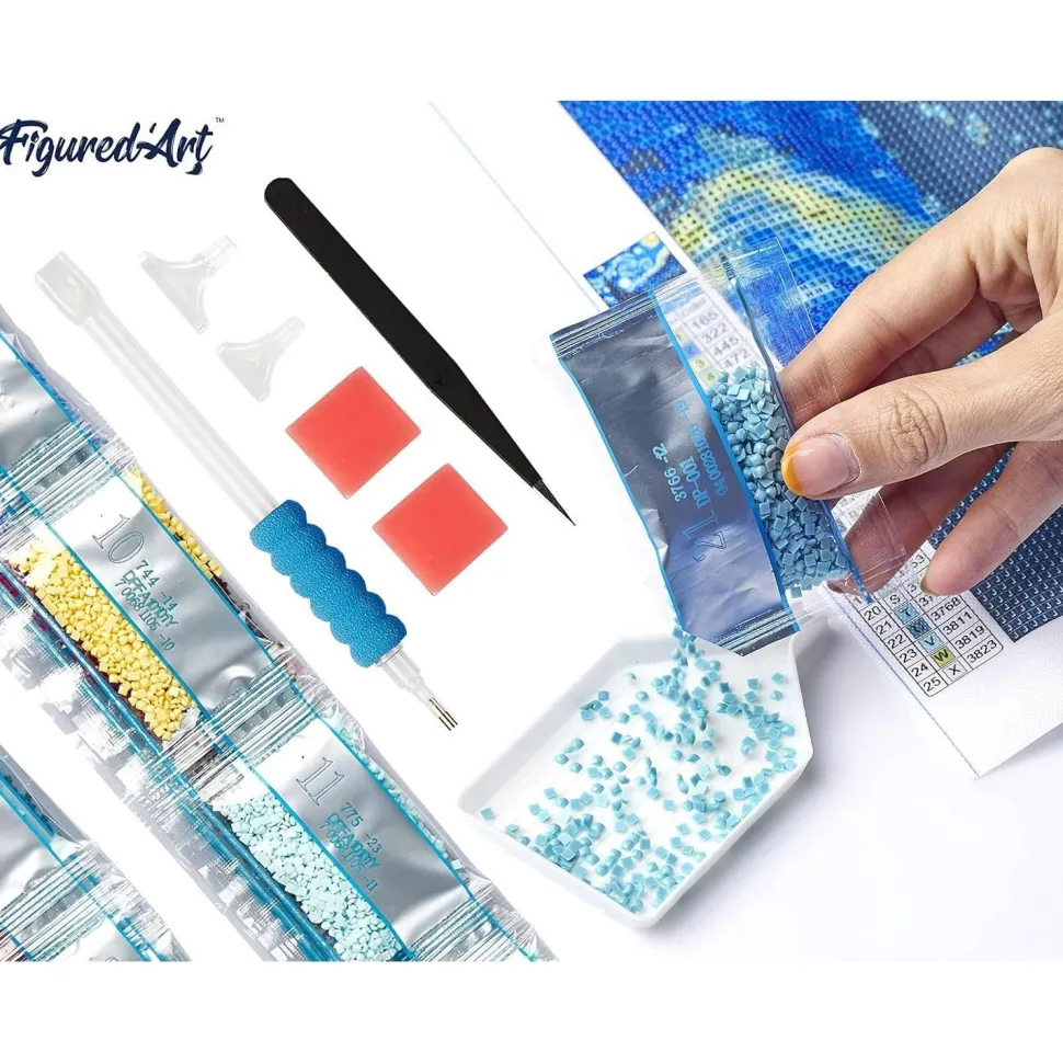 Broderie diamant : Chouette dans la Nuit - sans chassis en bois - Figured'Art