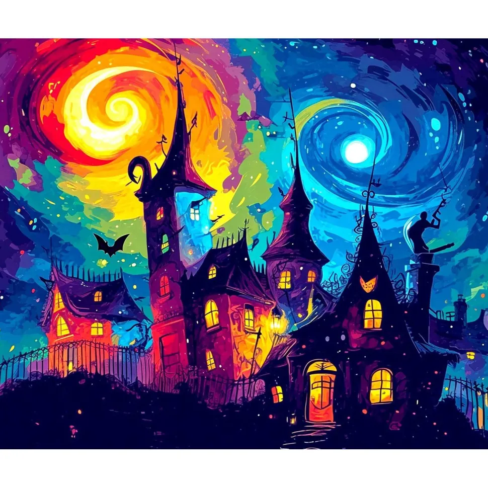 Broderie diamant : Château fantastique - sans chassis en bois - Figured'Art